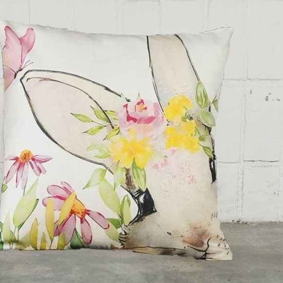 Easter Throw Pillow Covers Bunny Decorative Accent Cases Spring Cottage Decor - Picture 2 of 9